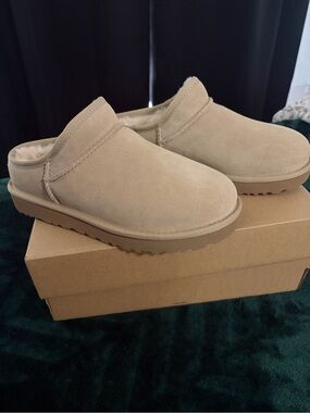 UGG Beige Shearling-Lined Slippers